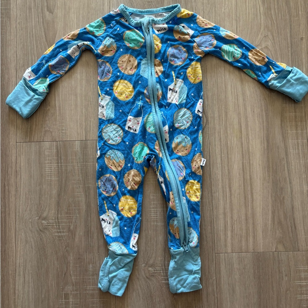 Little Sleepies 0/3m cookies and milk Kids One Piece reversible romper/footie